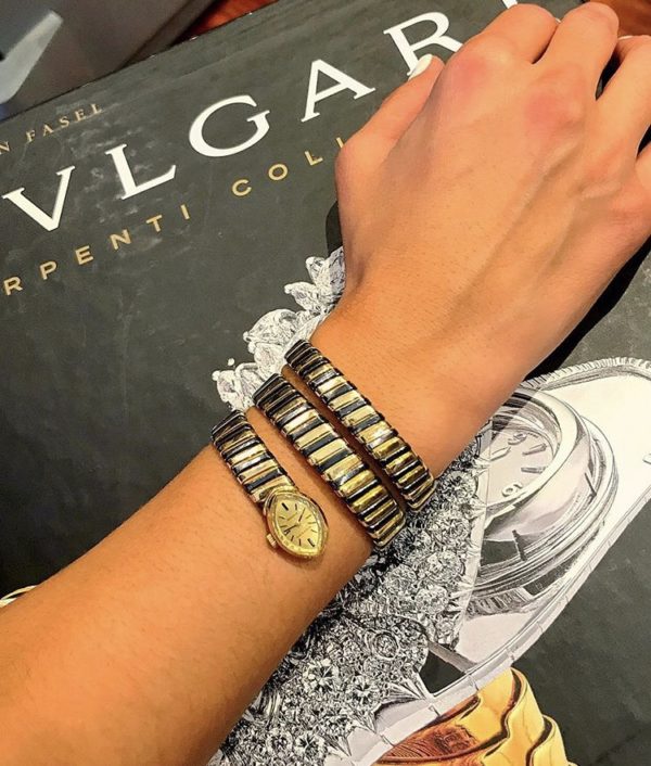 Bulgari Unusual Black & Yellow Gold Tubogas Ladies Watch - Image 5