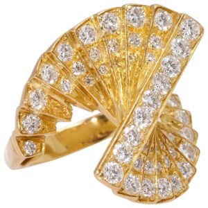 Architectural Spiral Gold & Diamond Ring