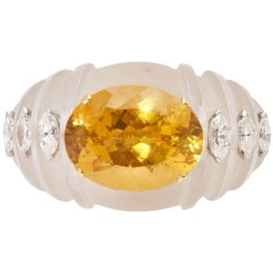 Rock Crystal, Citrine and Diamond Ring