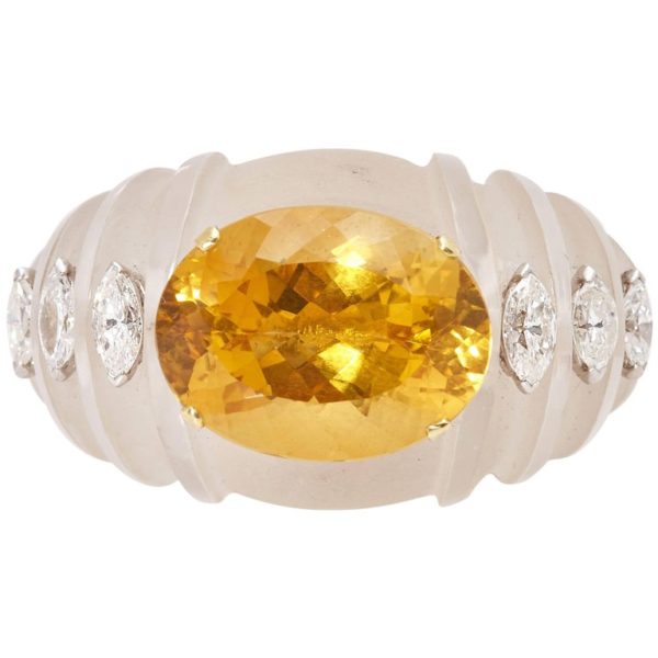Rock Crystal, Citrine and Diamond Ring