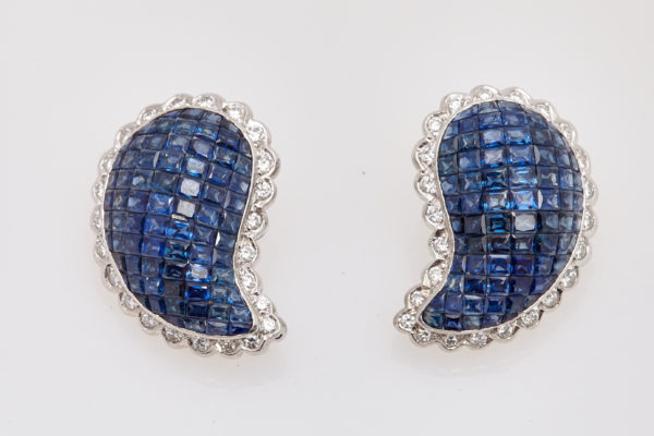 Invisible Set Sapphires & Diamonds Earclips - Image 2