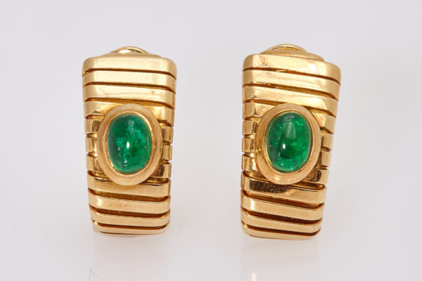 Bulgari Emerald and Gold Tubogas Earclips - Image 2