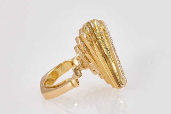 Architectural Spiral Gold & Diamond Ring - Image 2