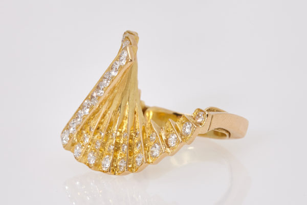 Architectural Spiral Gold & Diamond Ring - Image 3
