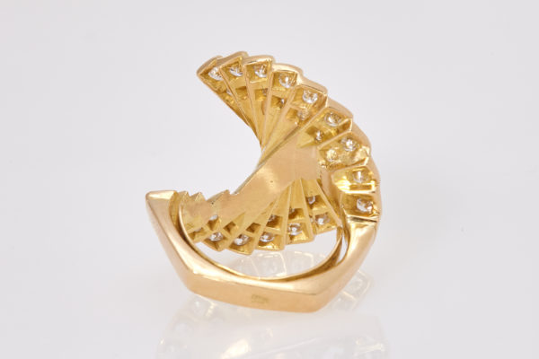 Architectural Spiral Gold & Diamond Ring - Image 4