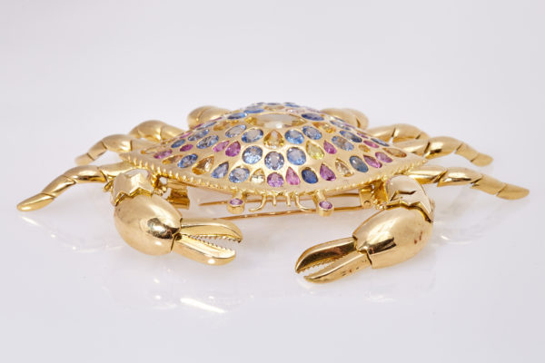 Impressive Multi-Color Sapphire Crab Brooch - Image 2