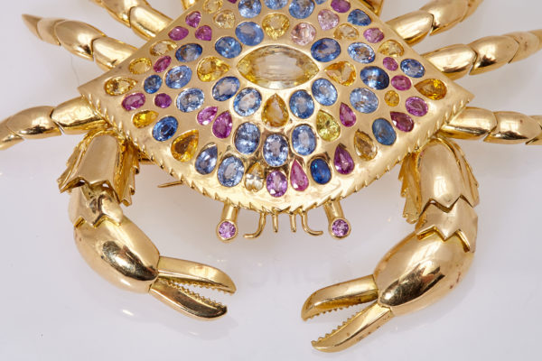 Impressive Multi-Color Sapphire Crab Brooch - Image 3