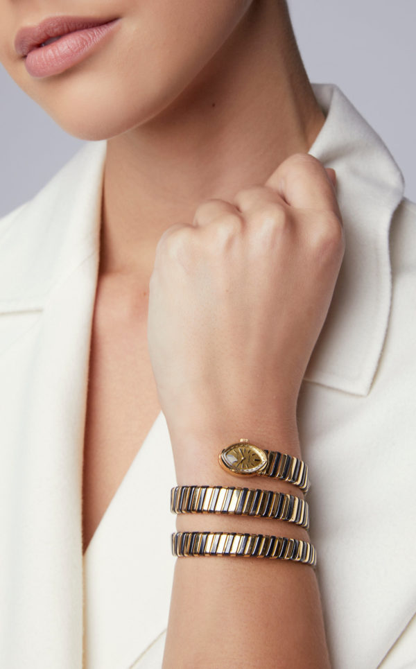 Bulgari Unusual Black & Yellow Gold Tubogas Ladies Watch - Image 4