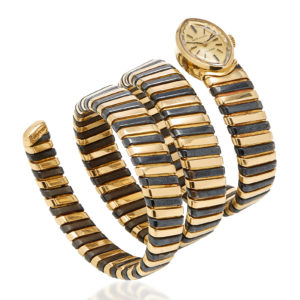 Bulgari Unusual Black & Yellow Gold Tubogas Ladies Watch