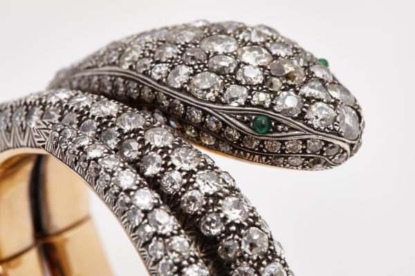 Retro Serpent Diamond & Emerald Bracelet - Image 4