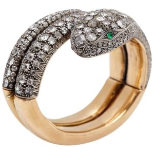 Retro Serpent Diamond & Emerald Bracelet