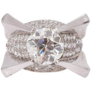 Space Age Design Diamond Cocktail Ring