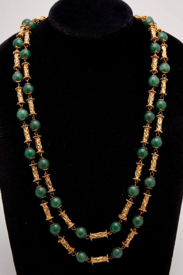Long Jade and Gold Necklace - Image 2