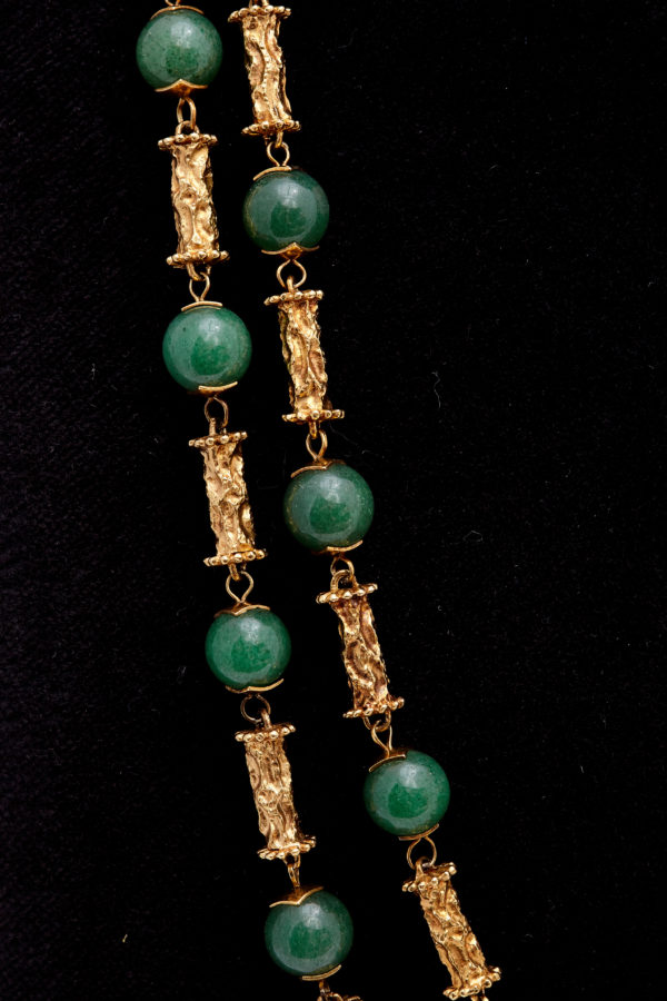 Long Jade and Gold Necklace - Image 3