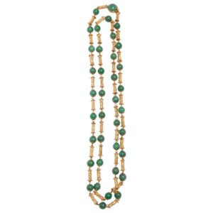 Long Jade and Gold Necklace