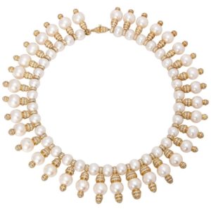 Pearl, Diamonds & Gold Necklace
