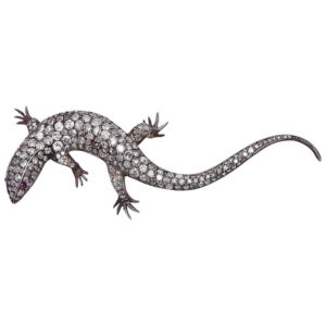 Antique Diamond Lizard Brooch