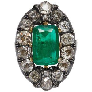Antique Emerald and Diamond Ring