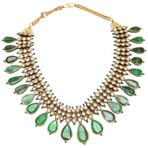 Indian Emerald Kundam Meena Necklace