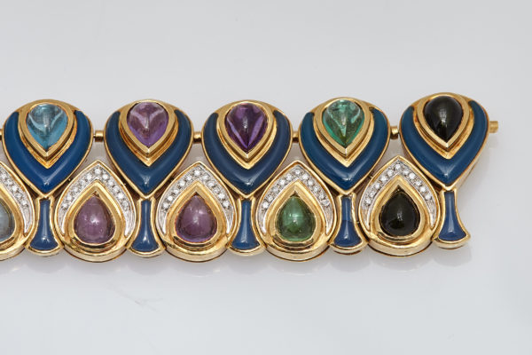 Bulgari Multi-Color Stone, Enamel and Diamond Gold Bracelet - Image 2