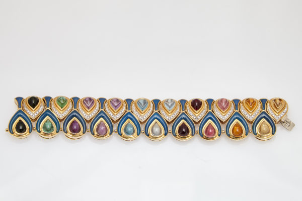Bulgari Multi-Color Stone, Enamel and Diamond Gold Bracelet - Image 3