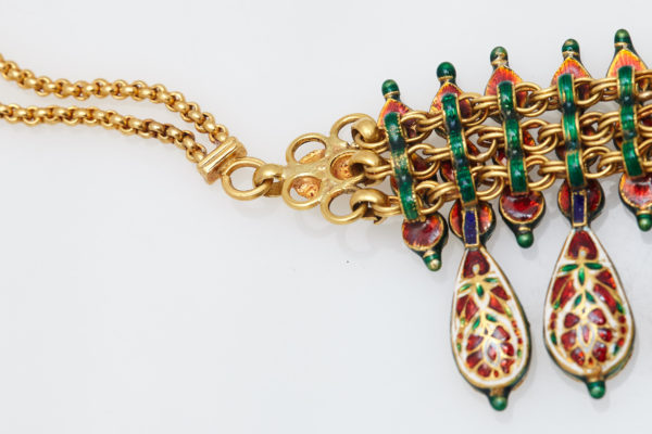 Indian Emerald Kundam Meena Necklace - Image 3