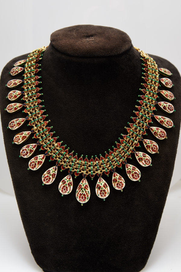 Indian Emerald Kundam Meena Necklace - Image 4