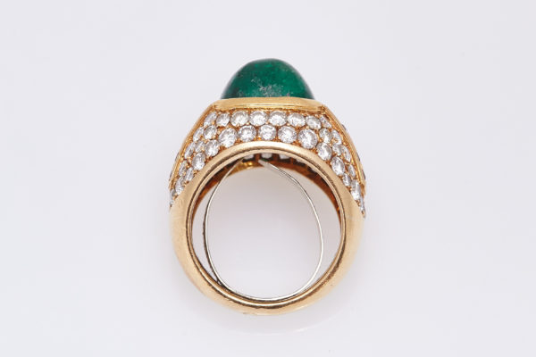 Cabochon Emerald Ruby Diamond Ring - Image 3