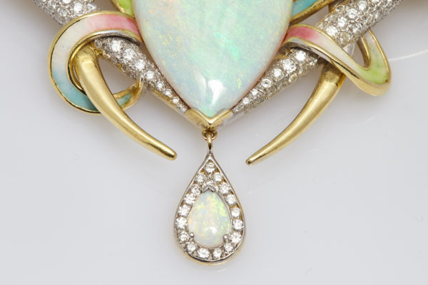 Opal Diamond Enamel Brooch - Image 3