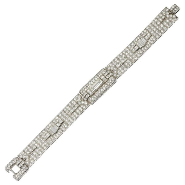 Cartier Art Deco Geometrical Design Diamond Bracelet