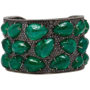 Emerald, Black Diamond and Gold Bracelet