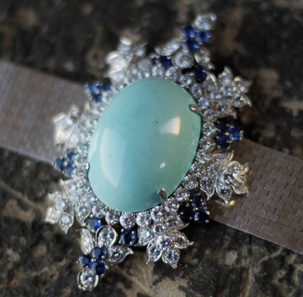 Retro Turquoise, Diamond and Sapphire Bracelet - Image 4