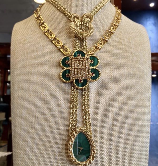 Piaget Gold and Malachite Pendant Necklace Watch - Image 3