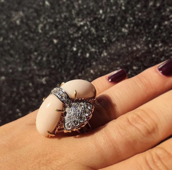 Coral Diamond Cocktail Ring - Image 5