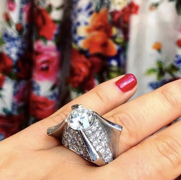 Space Age Design Diamond Cocktail Ring - Image 6
