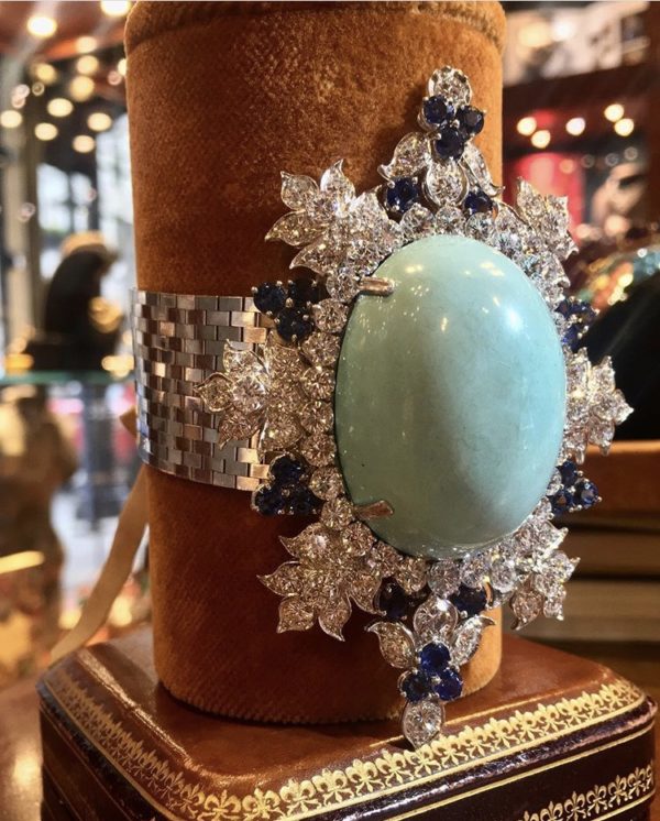 Retro Turquoise, Diamond and Sapphire Bracelet - Image 5