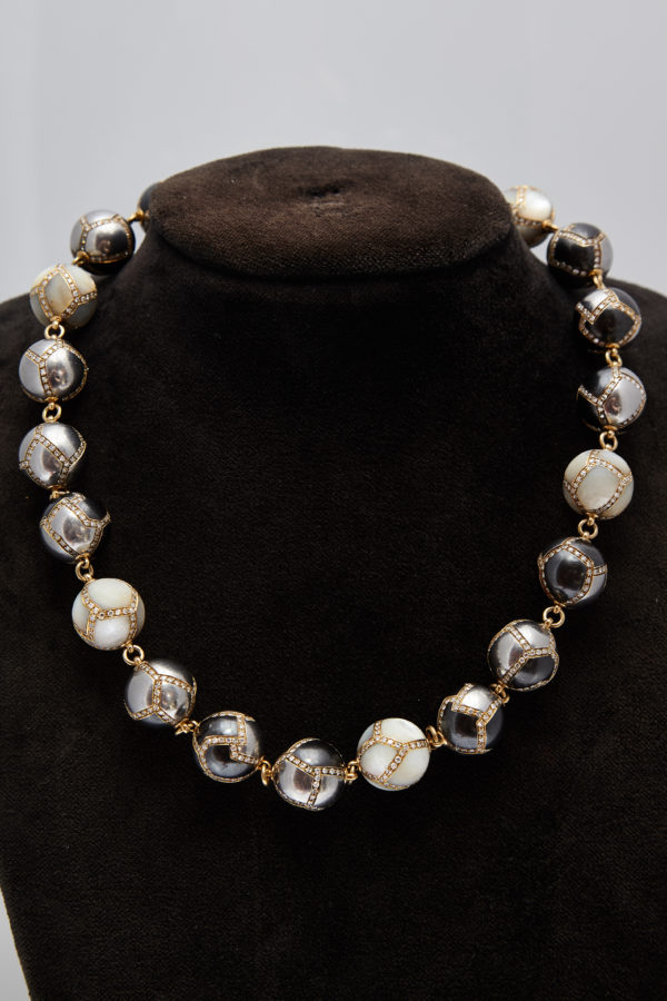 Faraone Hematite & Diamond Spheres Necklace - Image 2