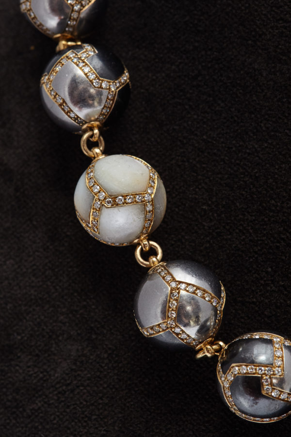 Faraone Hematite & Diamond Spheres Necklace - Image 3