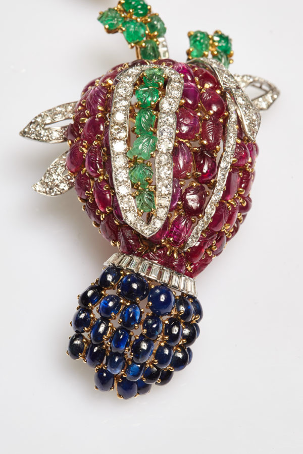Exceptional Large Cartier "Tutti Frutti" Flower Brooch - Image 2