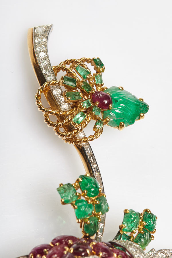 Exceptional Large Cartier "Tutti Frutti" Flower Brooch - Image 3
