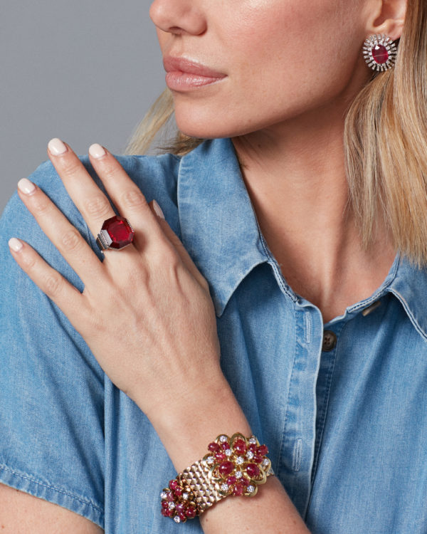 Natural Ruby and Diamond Ear-Clips - Image 3