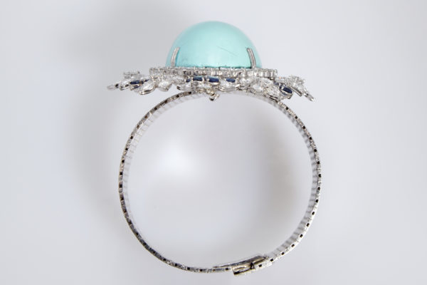 Retro Turquoise, Diamond and Sapphire Bracelet - Image 3