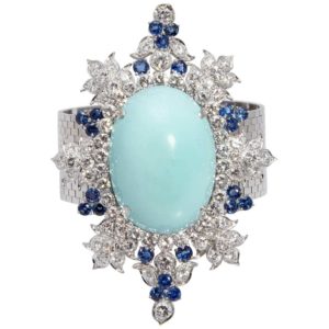Retro Turquoise, Diamond and Sapphire Bracelet
