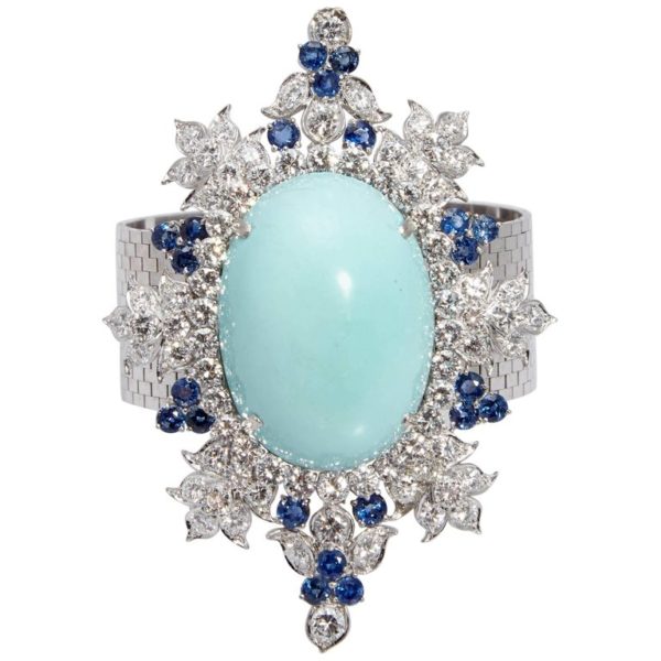 Retro Turquoise, Diamond and Sapphire Bracelet