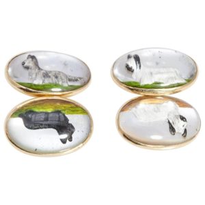Terrier Dog Gold and Enamel Cufflinks