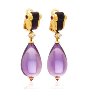 Bulgari Amethyst and Ruby Ear-Pendants