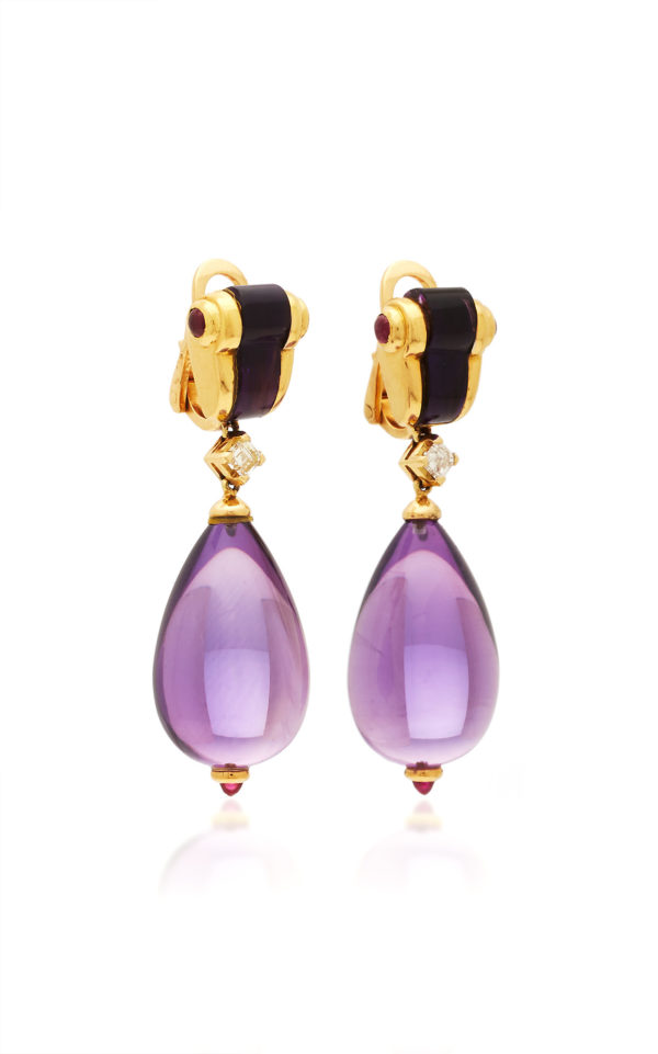 Bulgari Amethyst and Ruby Ear-Pendants