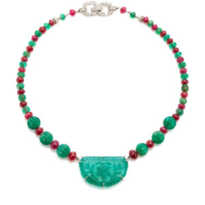 Van Cleef Emerald and Ruby Beads Necklace