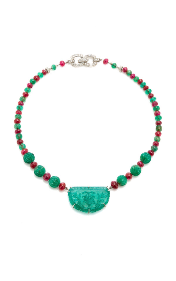 Van Cleef Emerald and Ruby Beads Necklace