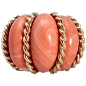 Bombe Coral and Gold Ring